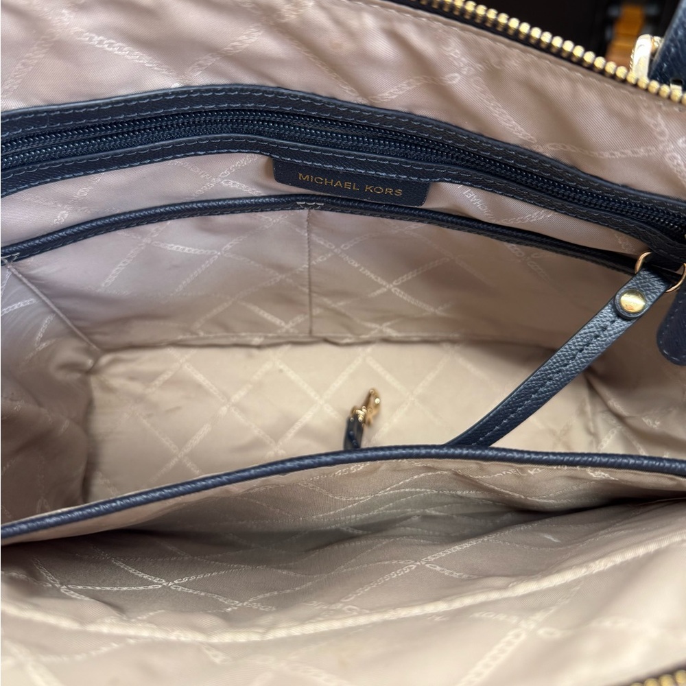 Michael Kors Dark Blue Tote with Gold Accents - Picture 2 of 6